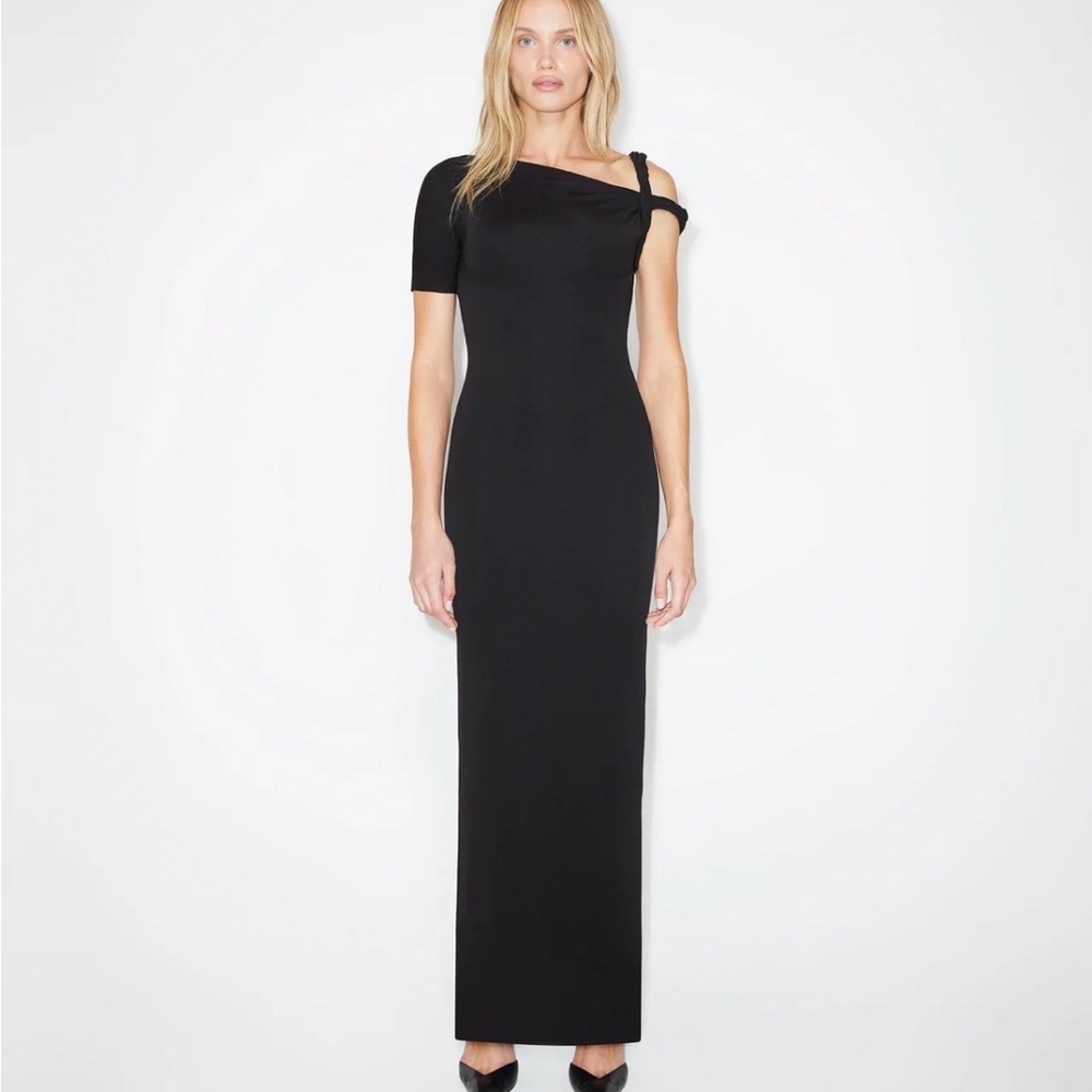 KHY SUEDED STRETCH TWIST MAXI DRESS IN BLACK SIZE MEDIUM